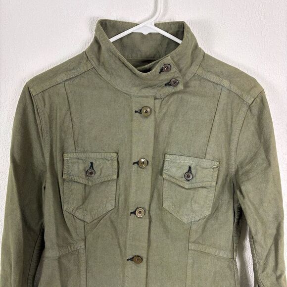 Rag & Bone Green Military Utility Style Button Front Denim Cotton Jacket Size Sm - Picture 2 of 10